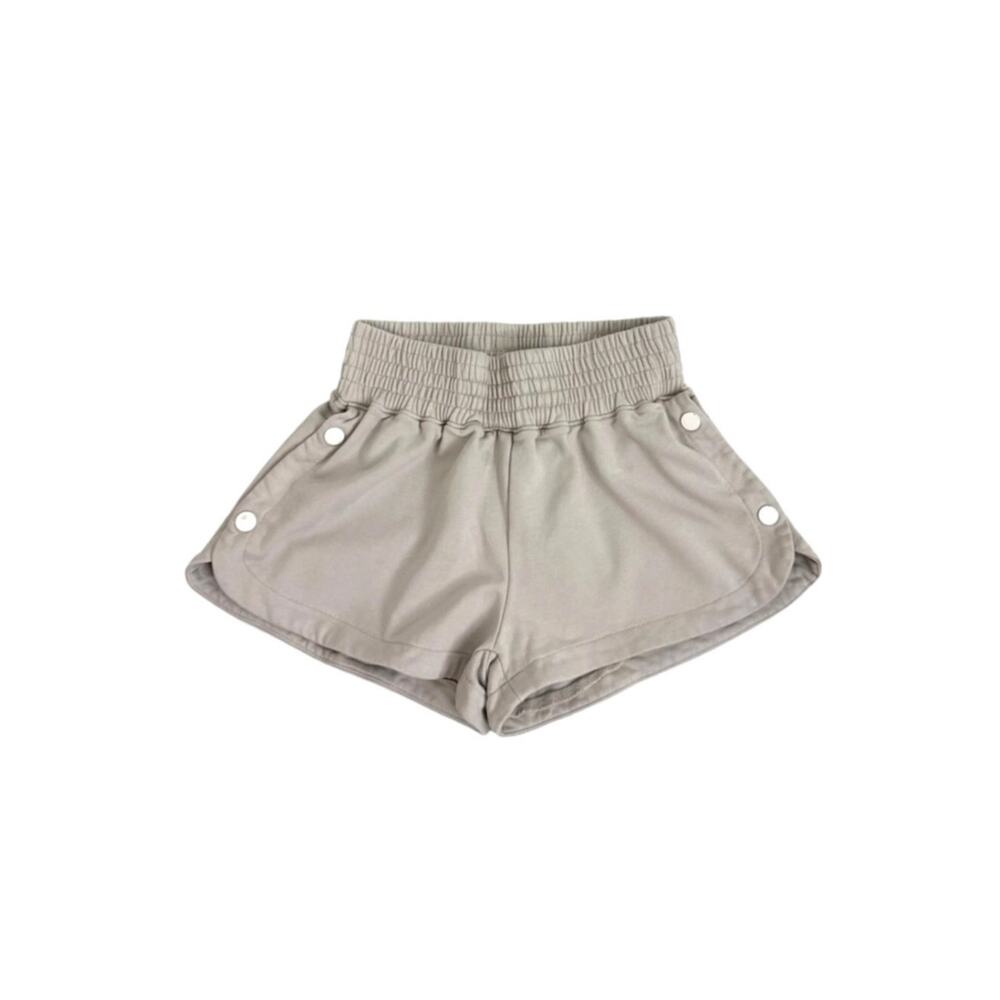 Adika Side Button Pull On Elastic Waistband Gray Cotton Shorts Size Small